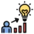 A person stands in front of a glowing light bulb, symbolizing ideas and inspiration.
