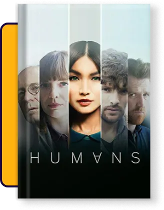 Cover art for Humans Season 1 featuring humanoid robots and humans in a futuristic setting.